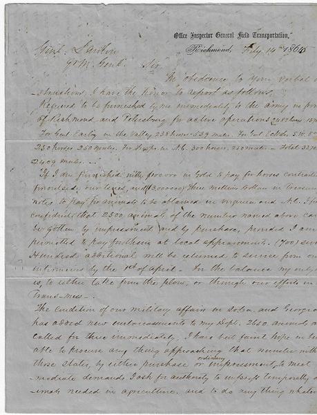 Very Important Civil War Confederate Horse Procurement Letter