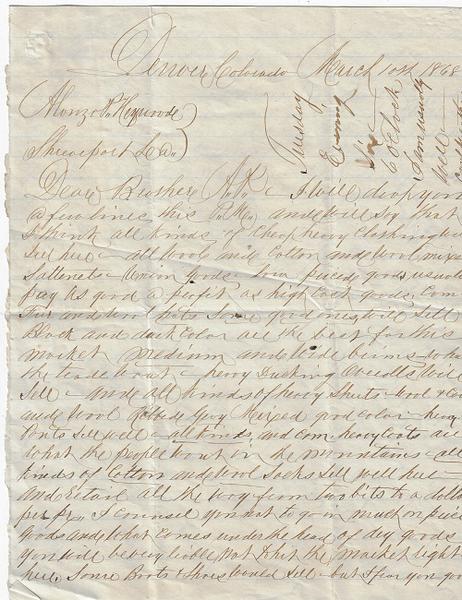 A LETTER FROM D.H. HEYWOOD, A PROMINENT COLORADO SURVEYOR