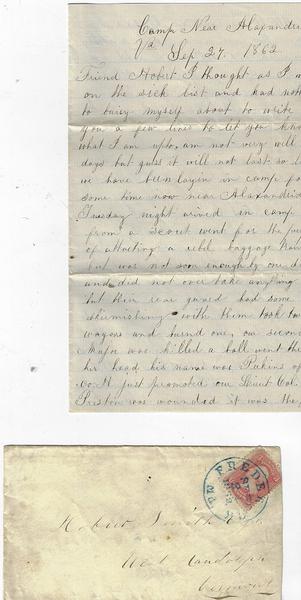 David P. Freeman - Company C. 1st Vermont Cavalry Regiment - Civil War Letter