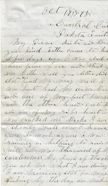 AN INTERESTING GOLD RUSH LETTER FROM A CIVIL WAR VETERAN, CENTRAL CITY, DAKOTA TERRITORY – 1878