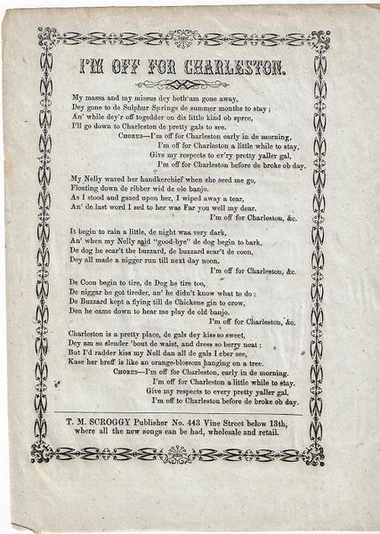 Rare Song Sheet Written In Negro Dialect