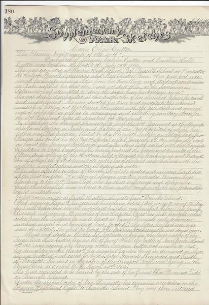 CARRIE ELIZA CUTTER – THE “FLORENCE NIGHTINGALE OF THE 21ST MASSACHUSETTS VOLUNTEER INFANTRY.