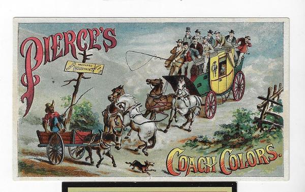 PIERCE'S COACH COLORS trade card