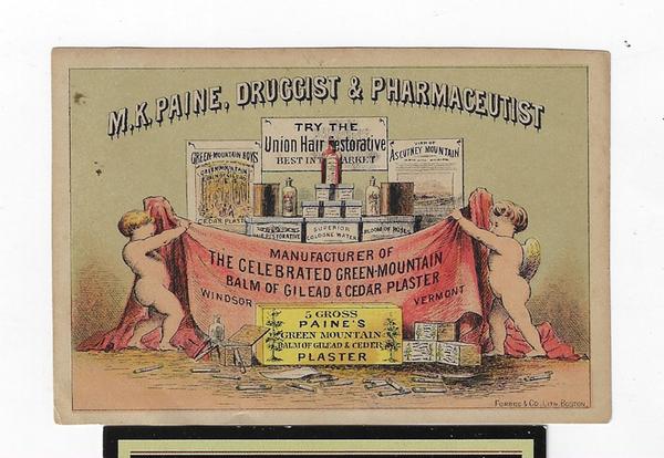 M.K.PAINE, DRUGGIST & PHARMACEUTIST.