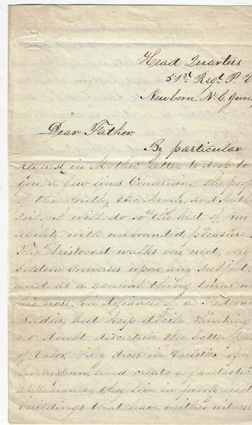 NEW BERN, NORTH CAROLINA LETTER - MARCH 14, 1862