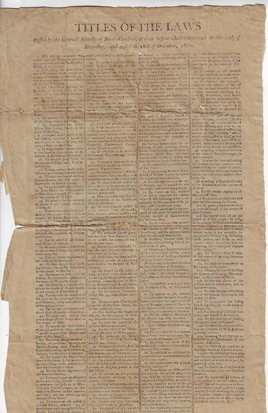 TITLES OF THE LAWS PASSED BY THE GENERAL ASSEMBLY OF NORTH-CAROLINA - 1802