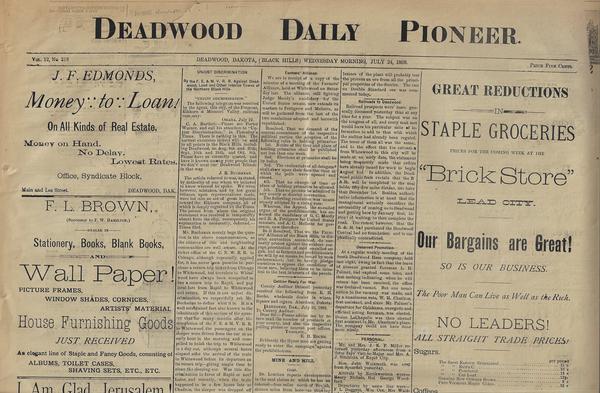 DEADWOOD DAILY PIONEER - JULY 24, 1889