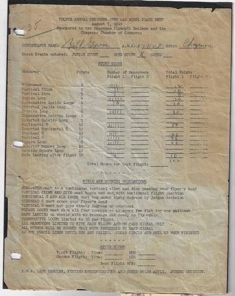 A SCARCE AND IMPORTANT ARCHIVE IN THE FIELD OF MODEL AIRPLANES

ARCHIVE AND SCRAPBOOK OF WILLIAM C. GROVE, JR., A MEMBER OF THE CHEYENNE HILLHOPPERS GAS MODEL AIRPLANE CLUB.