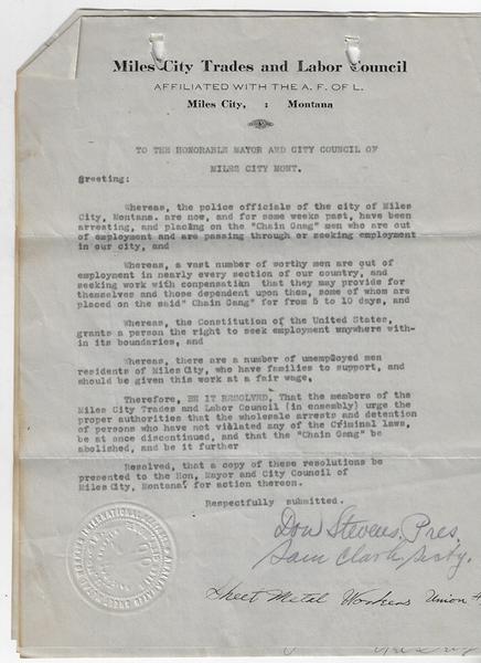 LABOR TENSIONS IN MONTANA IN THE EARLY 20TH CENTURY - THE CONVICT CHAIN GANGS OF CUSTER COUNTY