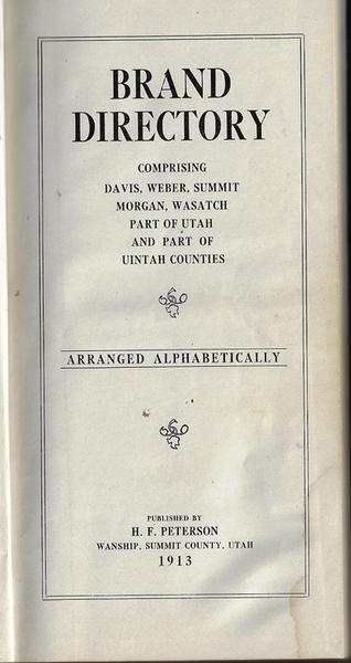 UTAH BRAND DIRECTORY – 1913

.