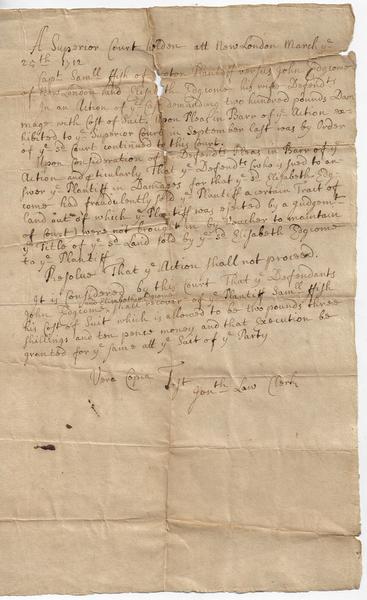 CAPTAIN SAMUEL FISH OF GROTON  vs. JONATHAN AND ELIZABETH EDGECOMB OF        NEW LONDON