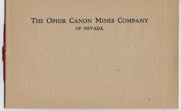 THE OPHIR CANON MINES COMPANY OF NEVADA
