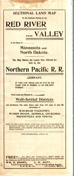 Section Land Map Of The Southern Portion Of The Red River Valley In The States Of Minnesota And North Dakota