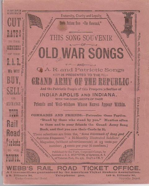 This Song Souvenir of Old War Songs - 1893