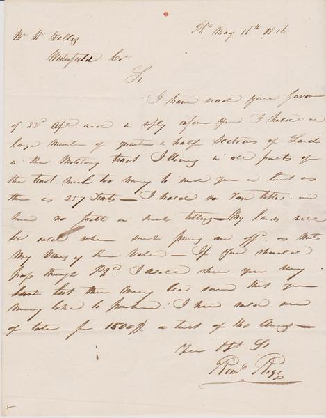 Illinois Land Speculation Manuscript Letter