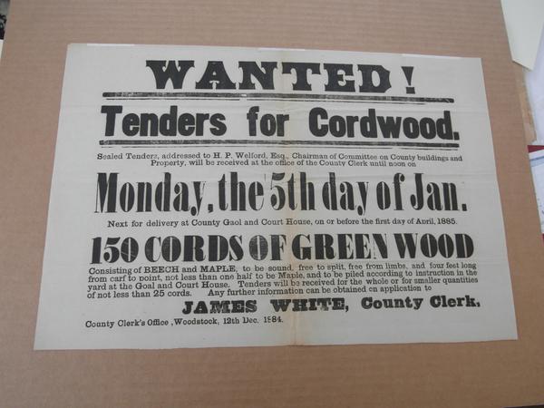 1884 Woodstock, Ontario Canada - Broadside For Firewood.