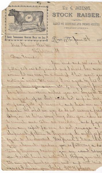 Wyoming Territory Series of Cowboy Letters "I Suppose I Will Be Bankrupt In The Spring  But I Am Young and Tough and Can Commence Over."