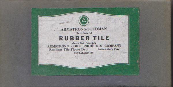 Armstrong-Stedman Reinforced Rubber Tile Samples - 1945