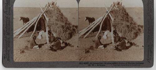 Stereo-View of Navajo Indians At Breakfast