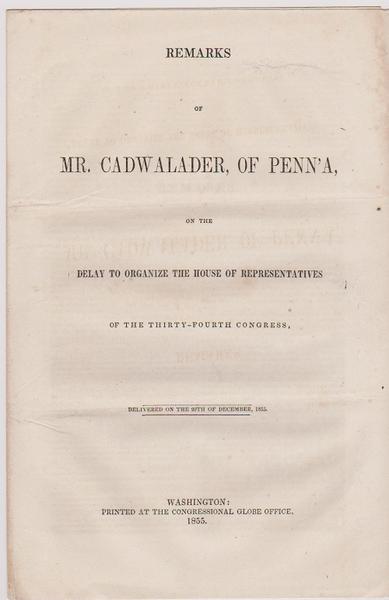 Slavery - Cadwalader of Pennsylvania