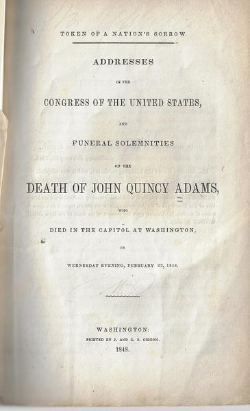 Death of John Quincy Adams