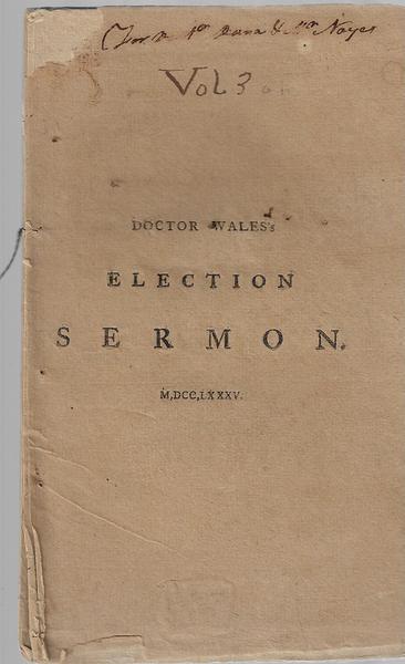 Doctor Wales's Election Sermon - M,DCC,LXXXV