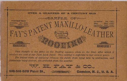 Fay's Patent Manillo-Leather Roofing Trade Catalog