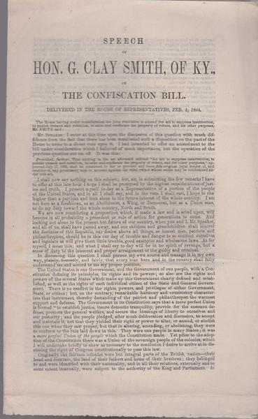 Smith, Hon. G. Clay - Kentucky Slavery