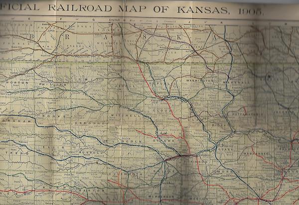 Official Railroad Map of Kansas - 1905