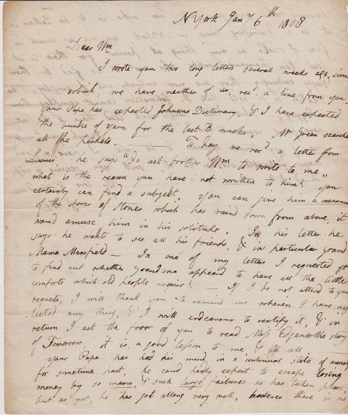 Manuscript Letter Concerning Economic Peril In New York