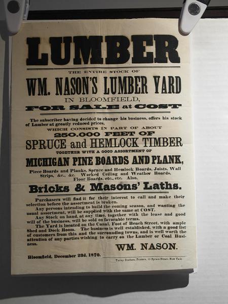 Lumber - Wm. Nason's Lumber Yard - Bloomfield, Michigan - 1870
