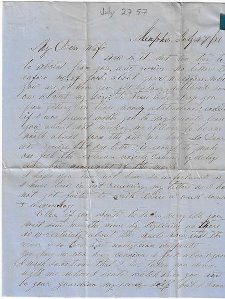 1857 Letter Concerning Slaves in Tennessee