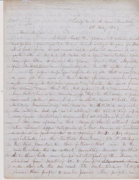 Mexican War Manuscript Letter
