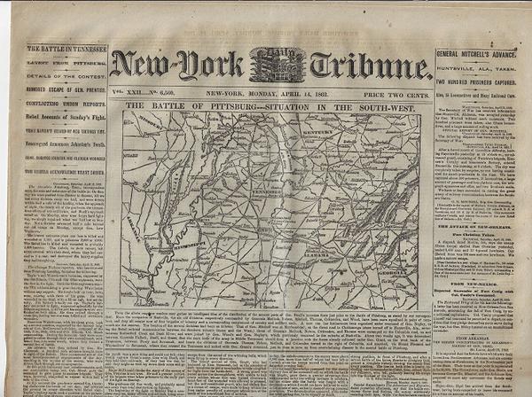 New York Tribune - April 14, 1862. The Battle of Pittsburg-Situation In The South-West