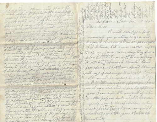 North Carolina Letter Describing Battles By a Soldier In The 5th MA.