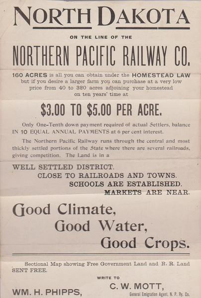 (Broadside) Northern Pacific Railway Co. - North Dakota