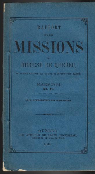 Rapport Sur Les missions Du Diocese De Quebec... 1842...