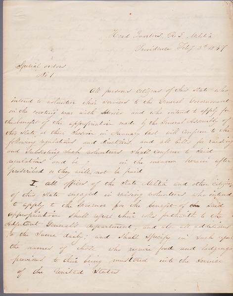 Rhode Island - Mexican War Manuscript - 1847
