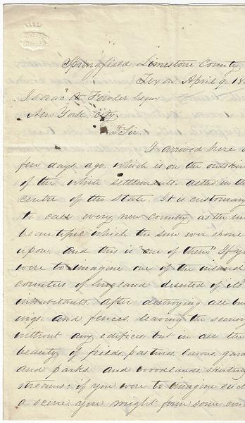 An 1859 Glowing Account of Springfield, Limestone County, Texas