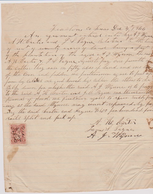Two 1866 Texas Land Use Agreements