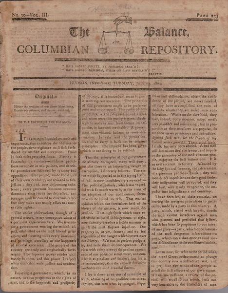 The Balance and Columbian Repository - The Hamilton - Burr Duel