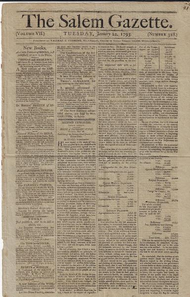 The Salem Gazette - The First Air Mail Delivery In America