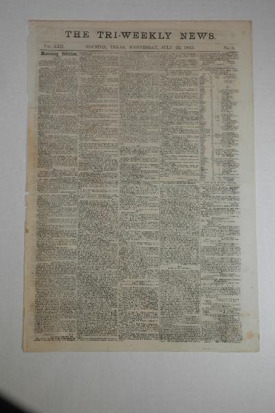The Tri-Weekly News - Houston, Texas - July 22, 1863